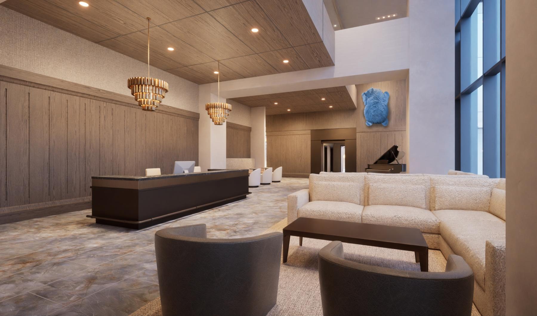 a lounge room with a couch and a table